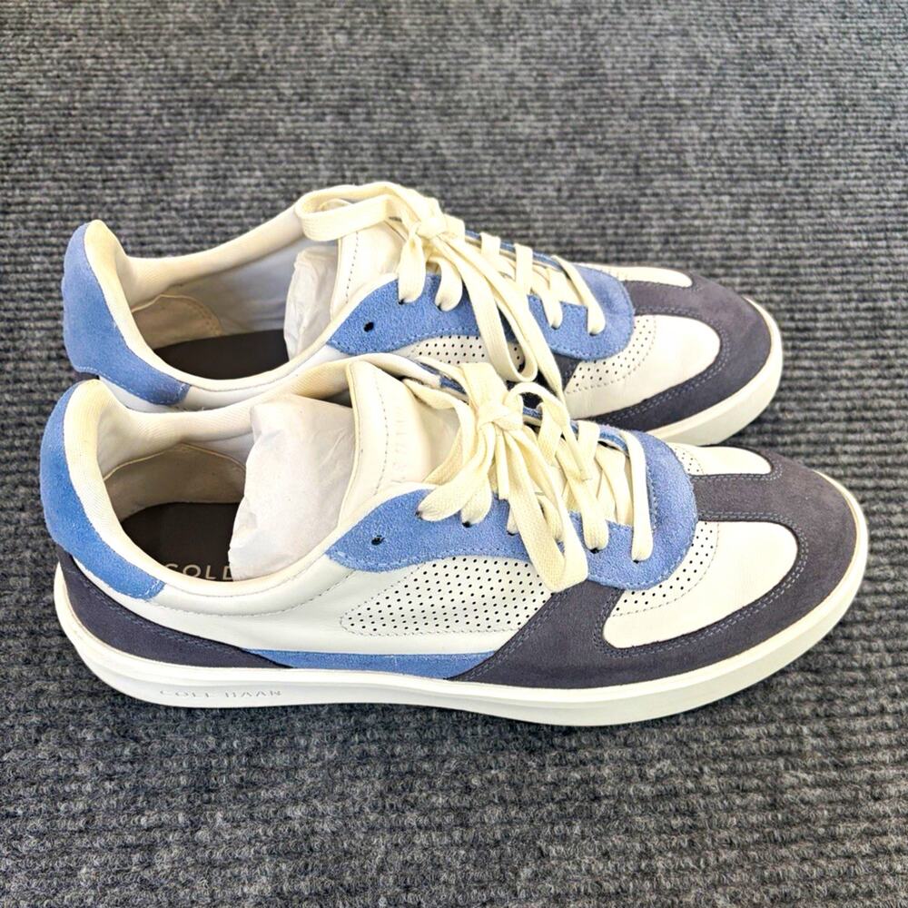 Cole Haan Men's Low Top Lace Up Colorblock Sneakers White Blue Gray C39825